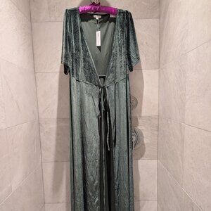 New With Tags Baltic Born Dress Sz L Meghan Velvet Wrap Maxi Green Holiday Boho